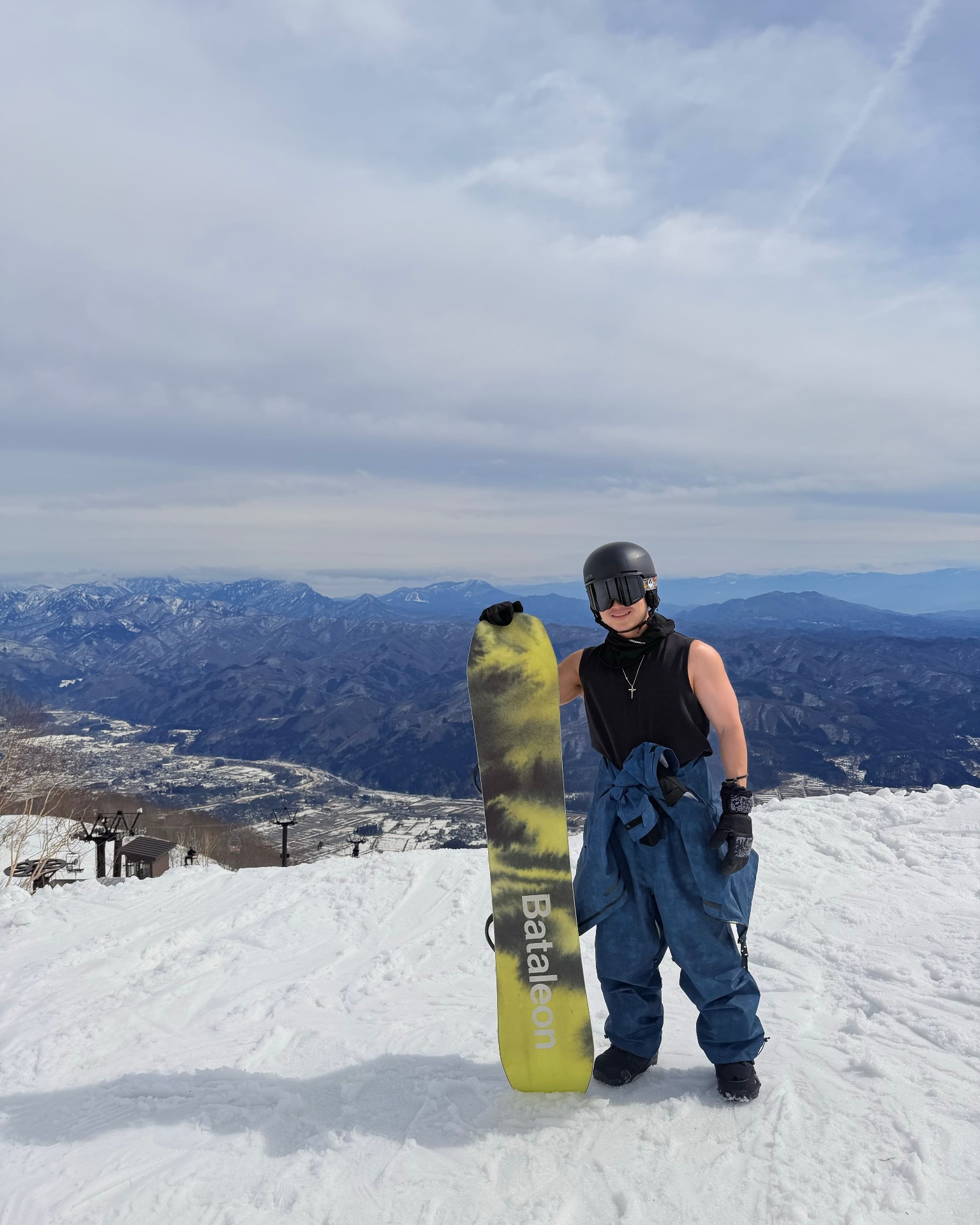 Preston snowboarding in Japan